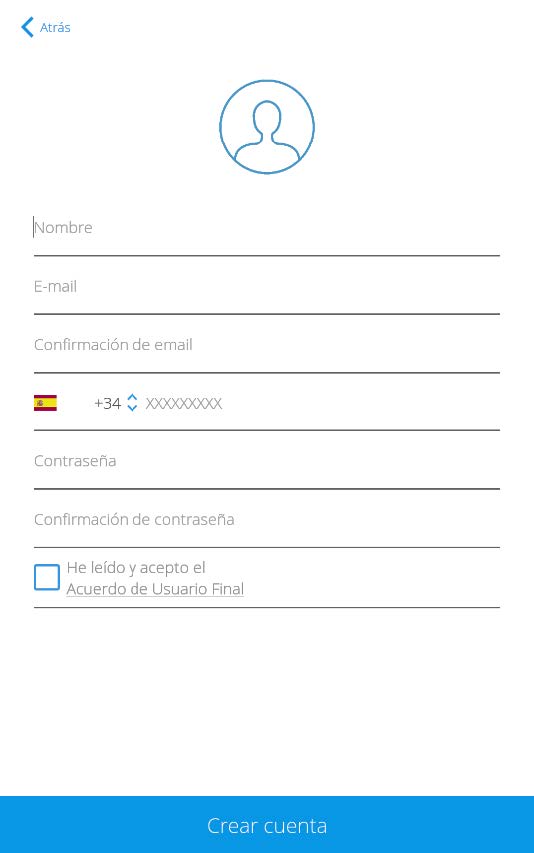 Crear cuenta Ajax